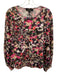 Isabel Marant Size Small Pink, Black, & Multi Linen Long Sleeve Elastic Cuff Top Pink, Black, & Multi / Small