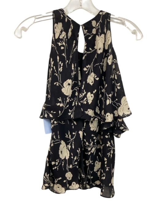 Polo Ralph Lauren Size 2 Black & Cream Silk Cold Shoulder Floral Top Black & Cream / 2