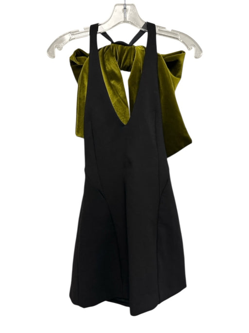 Zara Size XS Black & Olive Green Polyester & Elastane Sleeveless Mini Dress Black & Olive Green / XS