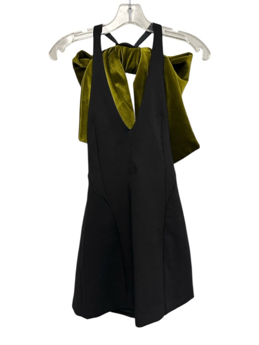 Zara Size XS Black & Olive Green Polyester & Elastane Sleeveless Mini Dress Black & Olive Green / XS