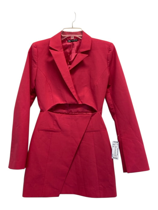 Zara Size XS Hot pink Polyester & Viscose Long Sleeve Cut Out Blazer Mini Dress Hot pink / XS