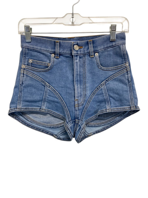 Mugler Size 36 Medium Wash Cotton & Elastane Denim Zip Fly High Rise Shorts Medium Wash / 36