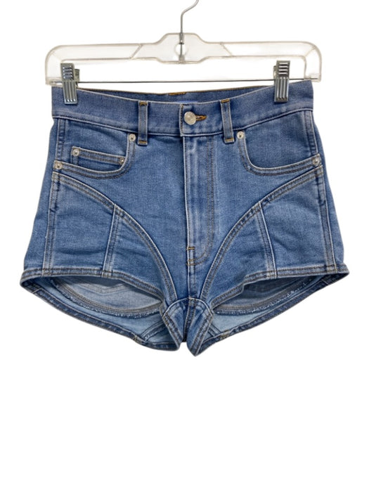 Mugler Size 36 Medium Wash Cotton & Elastane Denim Zip Fly High Rise Shorts Medium Wash / 36