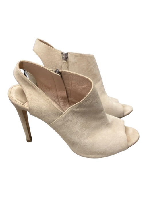 Miu Miu Shoe Size 38.5 Beige Suede Side Zip Peep Toe Open Heel Booties Shoes Beige / 38.5