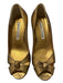 Manolo Blahnik Shoe Size 36.5 Gold Leather Metallic Knot Detail Peep Toe Shoes Gold / 36.5