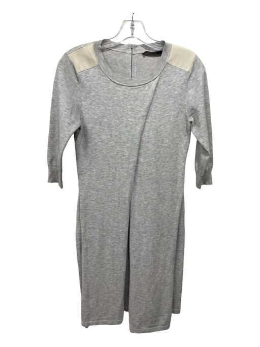 Karen Millen Size 3 Gray & Beige Viscose Blend Heathered Back Zip Dress Gray & Beige / 3