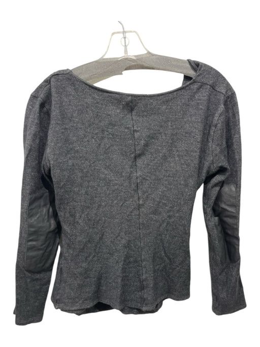 MaxMara Size M Dark Gray Calf Surplice Long Sleeve Gathered Sides Top Dark Gray / M