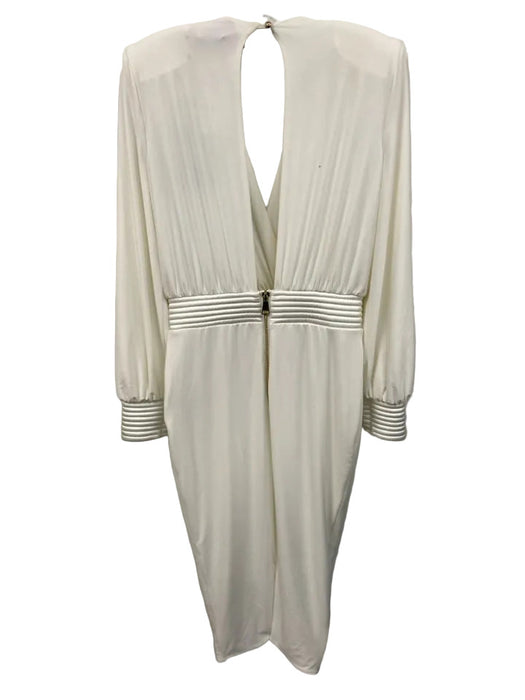 Zhivago Size 8 White Polyester Blend Long Balloon Sleeve Shoulder Pads Dress