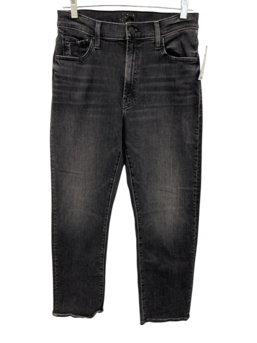 Mother Size 28 Black Cotton Blend Zipper & Button Front Straight Leg Jeans Black / 28
