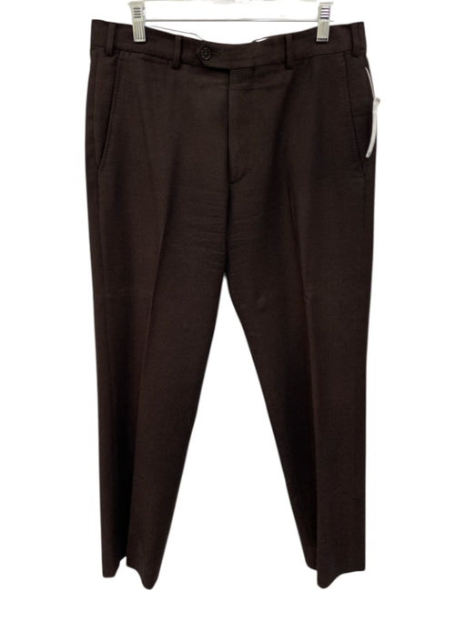 Armani AS IS Size Est 34 Brown Wool Blend Solid Dress Men's Pants Brown / Est 34