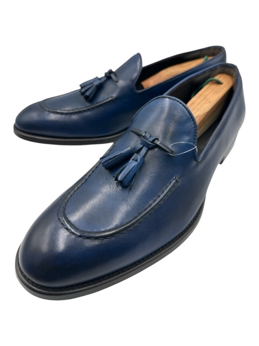 Max Stanco Shoe Size 44 Blue Leather Solid Dress Tassel Men's Shoes Blue / 44