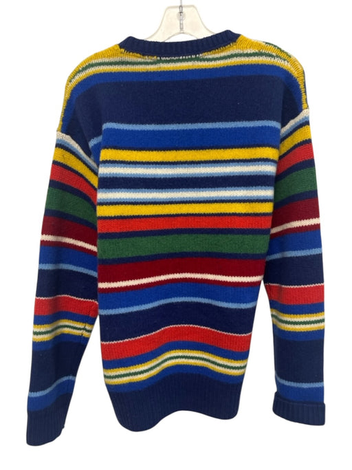 Polo Size M Blue & Multi Wool Striped Men's Sweater Blue & Multi / M