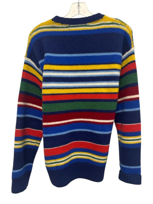 Polo Size M Blue & Multi Wool Striped Men's Sweater Blue & Multi / M