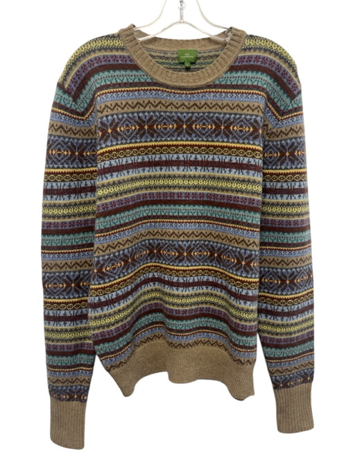 Sid Mashburn Size L Beige & Multi Color Lambswool All Over Print Men's Sweater Beige & Multi Color / L
