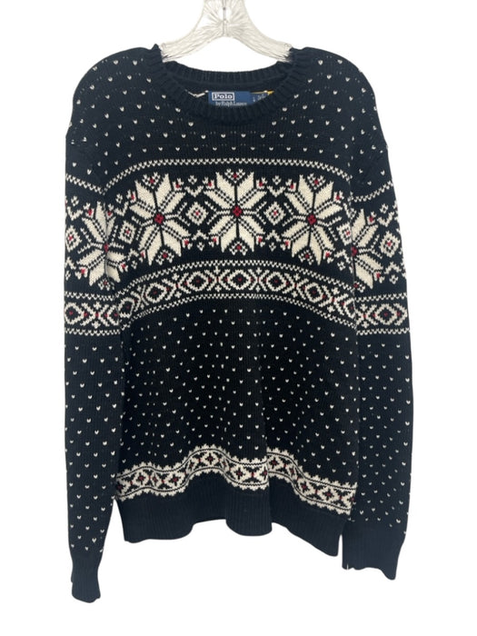 Polo Size L Black, White & Red Cotton All Over Print Men's Sweater Black, White & Red / L