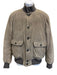 Mandelli Size Est L Beige & Gray Leather Solid Zipper Men's Jacket Beige & Gray / Est L