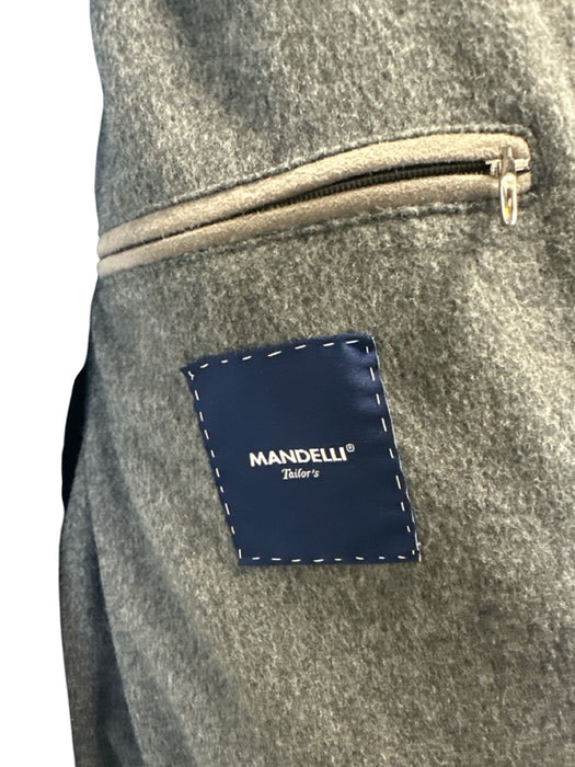 Mandelli Size Est L Beige & Gray Leather Solid Zipper Men's Jacket Beige & Gray / Est L