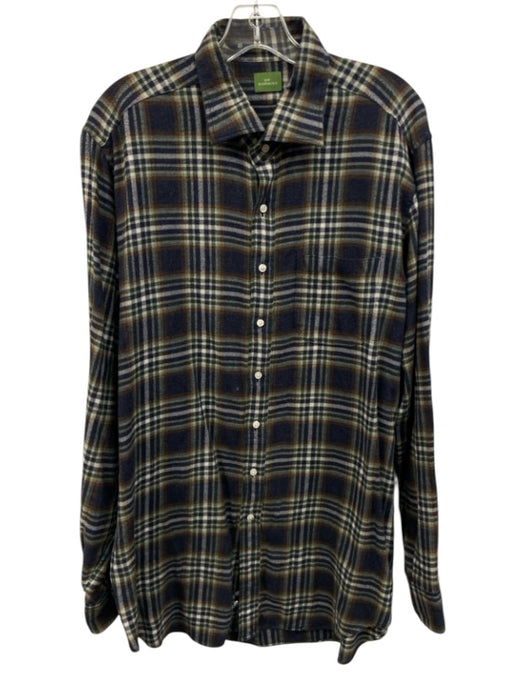Sid Mashburn Size L Blue & Multi Cotton Plaid Button Down Long Sleeve Shirt Blue & Multi / L