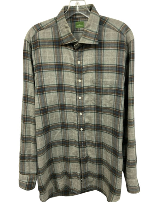 Sid Mashburn Size L Gray & Multi-Color Cotton Plaid Men's Long Sleeve Shirt Gray & Multi-Color / L