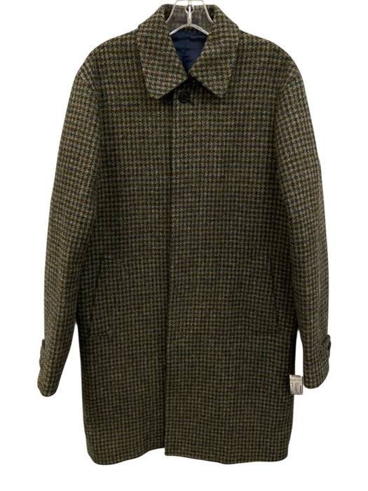 Sid Mashburn Size M Green & Brown Wool Blend Plaid Overcoat Men's Jacket Green & Brown / M