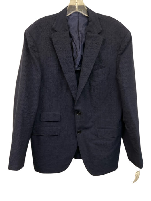 Sid Mashburn Navy Blue Cotton Seersucker Ticket Pocket 2 Button Men's Blazer Navy Blue / 52