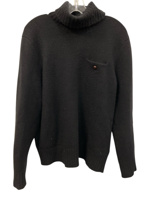 Polo Size M Black Wool & Cashmere Blend Solid Turtleneck Men's Sweater Black / M
