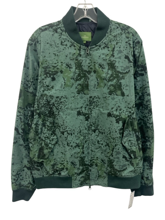 Sid Mashburn Size L Green Cotton Blend Abstract Bomber Zip Up Men's Jacket Green / L