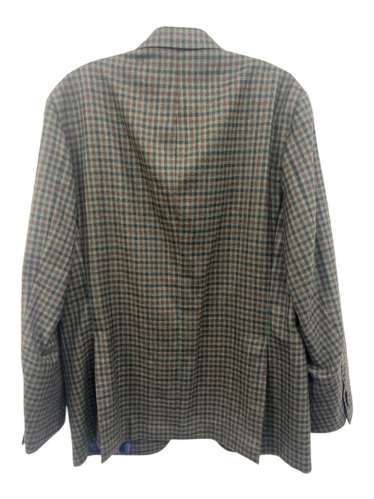 Sid Mashburn Green & Brown Wool Blend Plaid 2 Button Men's Blazer Green & Brown / 52