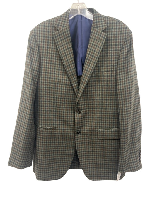 Sid Mashburn Green & Brown Wool Blend Plaid 2 Button Men's Blazer Green & Brown / 52