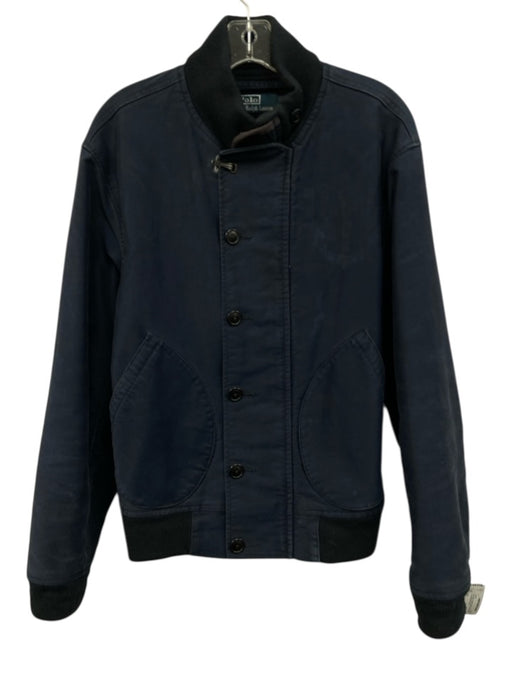 Polo Size M Navy Blue Cotton Solid Clasp Button up Men's Jacket Navy Blue / M