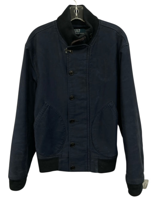 Polo Size M Navy Blue Cotton Solid Clasp Button up Men's Jacket Navy Blue / M