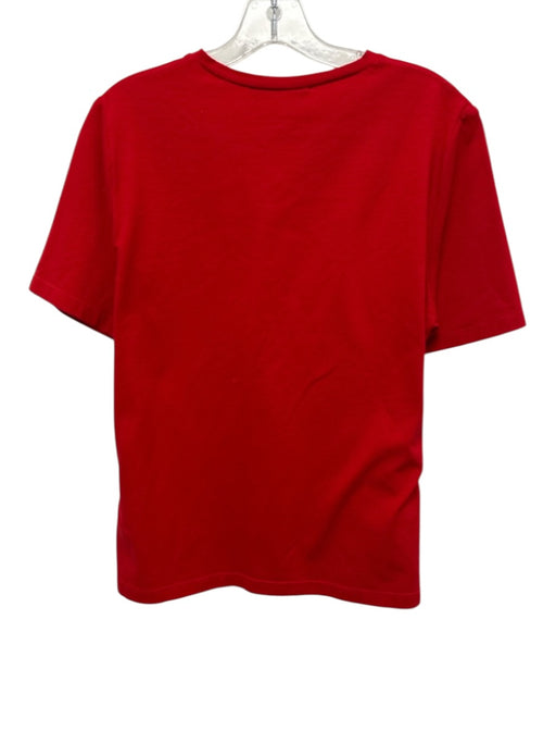 St. John Sport Size L Red Cotton Blend Short Sleeve V Neck T Shirt Top Red / L