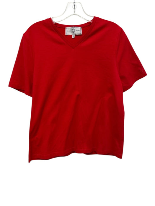 St. John Sport Size L Red Cotton Blend Short Sleeve V Neck T Shirt Top Red / L