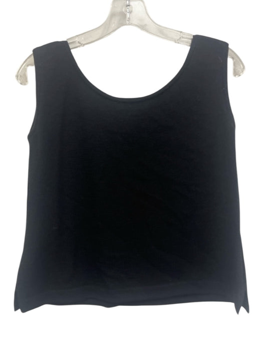 St. John Basics Size M Black Wool & Rayon Sleeveless Scoop Neck Knit Tank Top Black / M