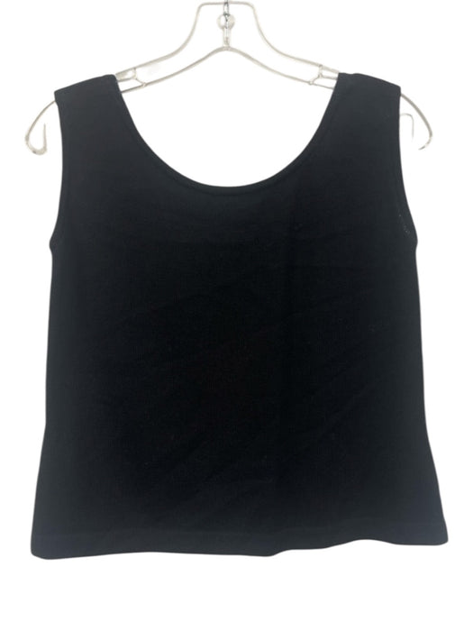 St. John Basics Size M Black Wool & Rayon Sleeveless Scoop Neck Knit Tank Top Black / M