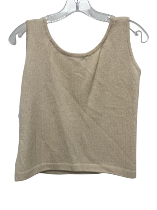 St. John Size M Cream Wool & Rayon Sleeveless Scoop Neck Knit Tank Top Cream / M