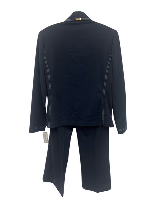 St. John Sport Size P Navy Blue & White Polyester & Viscose Long Sleeve Jacket Navy Blue & White / P
