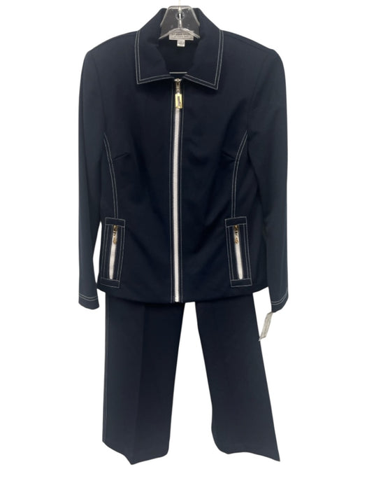 St. John Sport Size P Navy Blue & White Polyester & Viscose Long Sleeve Jacket Navy Blue & White / P