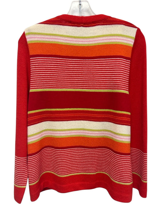 St. John Sport Red, Orange, Multi Wool & Rayon Sleeveless Stripe Jacket Set Red, Orange, Multi / M