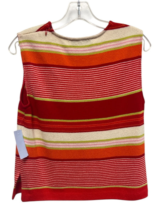 St. John Sport Red, Orange, Multi Wool & Rayon Sleeveless Stripe Jacket Set Red, Orange, Multi / M