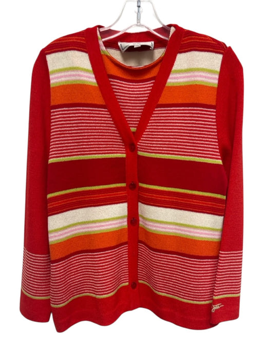 St. John Sport Red, Orange, Multi Wool & Rayon Sleeveless Stripe Jacket Set Red, Orange, Multi / M