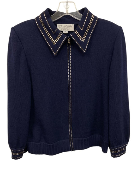 St. John Collection Size 14 Navy blue & gold Wool & Rayon Paillettes Knit Jacket Navy blue & gold / 14