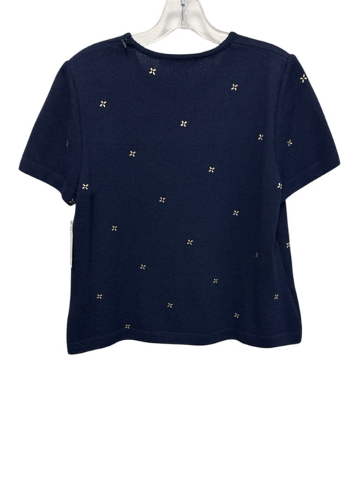 St. John Size M Navy blue & gold Wool & Rayon Short Sleeve Paillettes Top Navy blue & gold / M