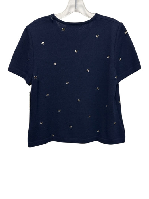 St. John Size M Navy blue & gold Wool & Rayon Short Sleeve Paillettes Top Navy blue & gold / M