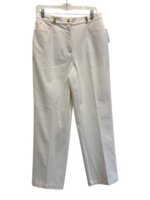 St. John Sport Size 8 Cream White Zip Fly High Rise Slim Straight Trouser Pants Cream White / 8