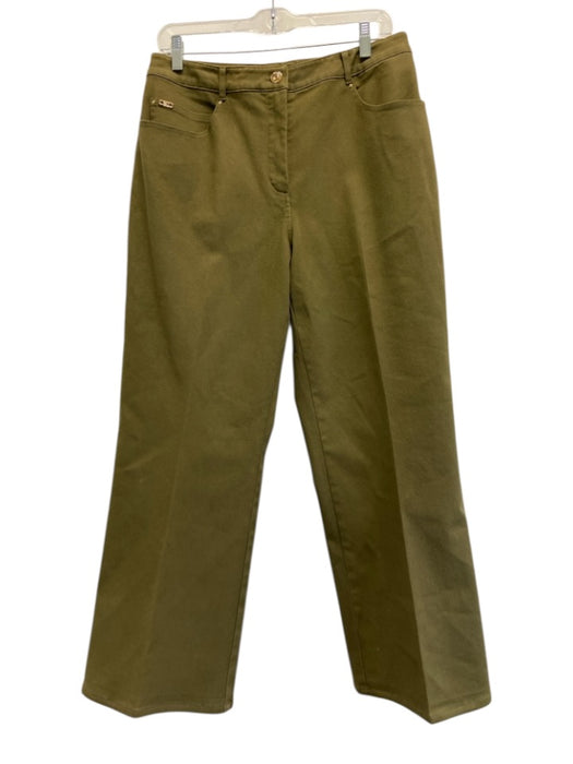 St. John Sport Size 10 Olive Green Cotton Zip Fly High Rise Slim Straight Pants Olive Green / 10