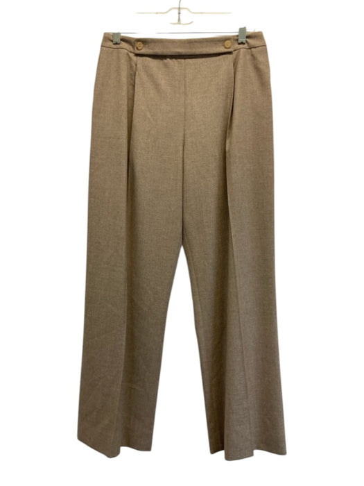 Carolina Herrera Size 14 Khaki Beige Back Zip Button Detail Wide Leg Pants Khaki Beige / 14
