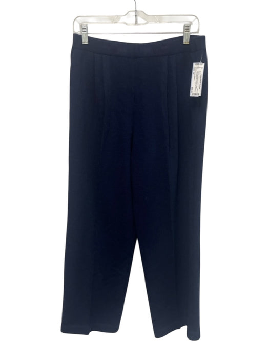 St. John Basics Size 14 Navy Blue Wool & Rayon Elastic Waistband Knit Pants Navy Blue / 14