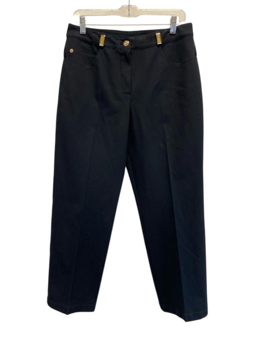 St. John Sport Size 10 Black & Gold Cotton & Spandex Zip Fly High Rise Pants Black & Gold / 10
