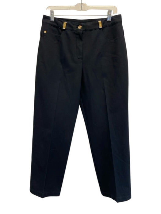 St. John Sport Size 10 Black & Gold Cotton & Spandex Zip Fly High Rise Pants Black & Gold / 10